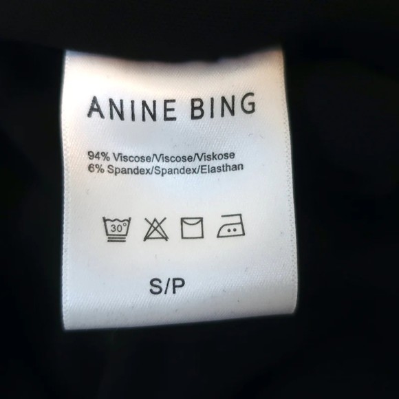 ANINE BING Long Sleeve Mini Dress Whitney Black Stretch Jersey Size Small NEW - Picture 6 of 8